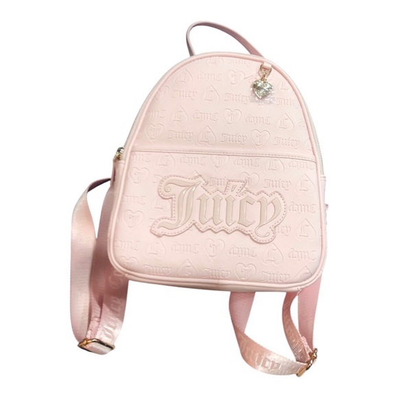 Juicy Couture baby pink powder blush upgrade U medium backpack with charm new - Picture 3 of 15